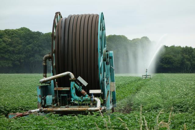  An irrigation system in a field in Essex irrigating potatoes.