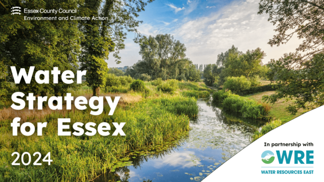 The cover photo for the Water Strategy for Essex.  The image shows the River Colne with plants and trees